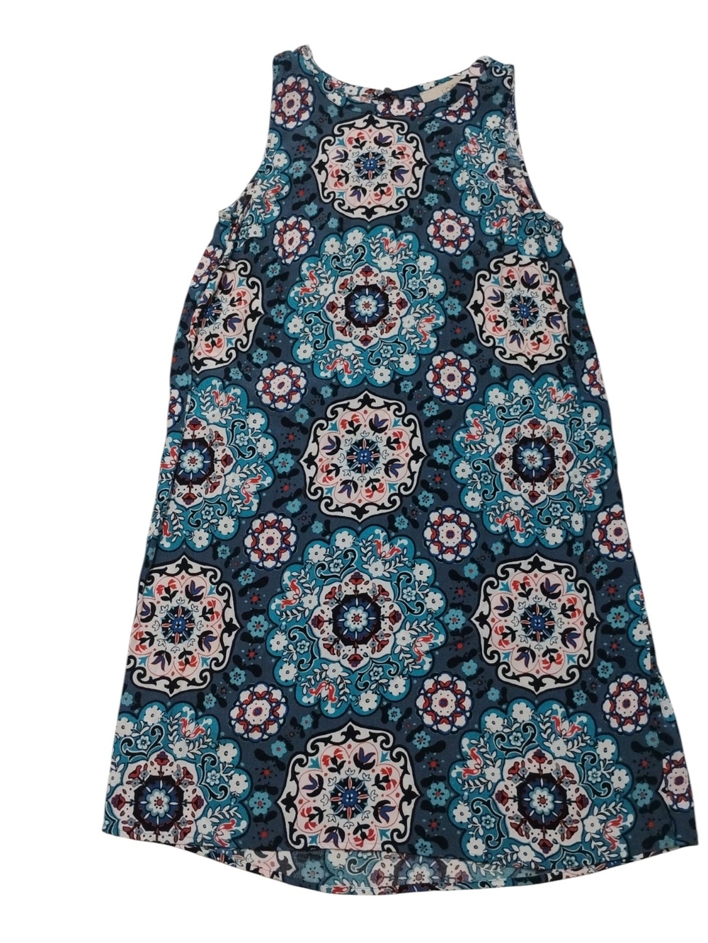 LOFT Teal Floral Medallion Sleeveless Shift Dress SZ XS - Picture 3 of 5